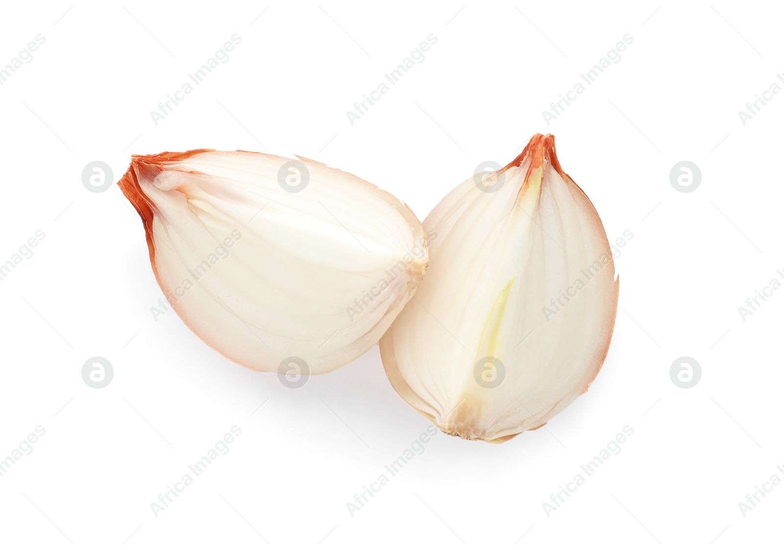 Photo of Pieces of fresh onion isolated on white