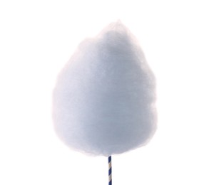 Photo of Stick with yummy cotton candy isolated on white