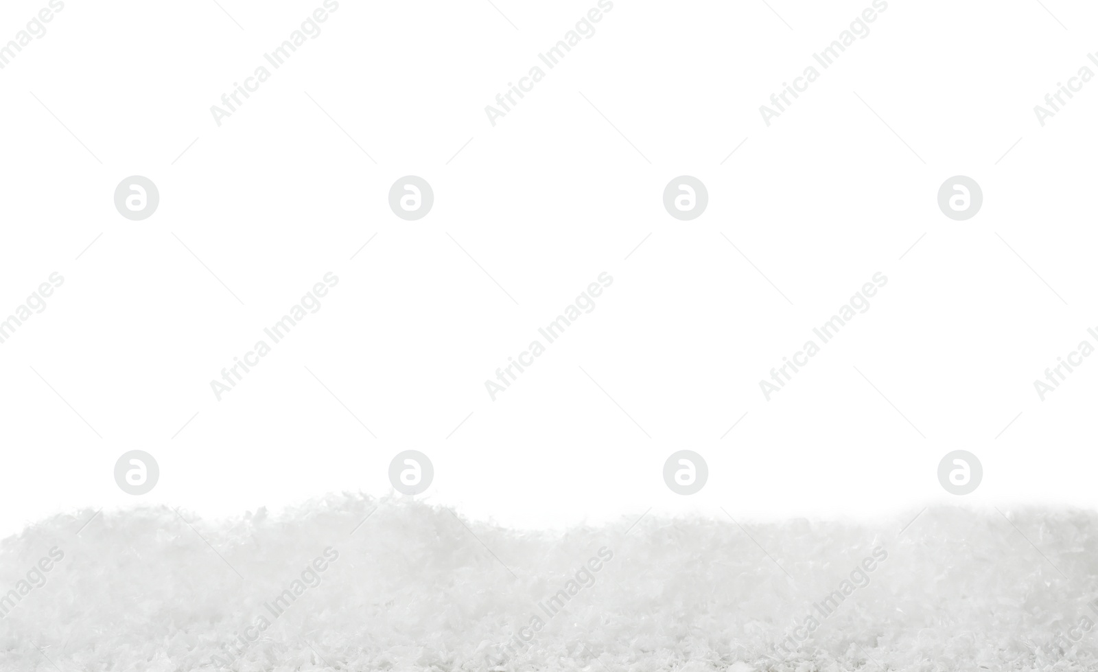 Photo of Wooden surface covered with snow against white background