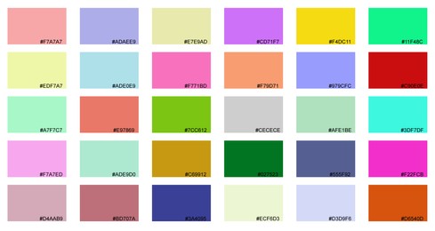 Image of Collection of different color samples on white background, illustration