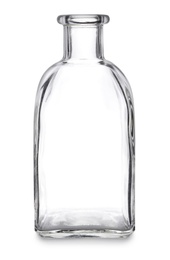 One empty glass bottle isolated on white