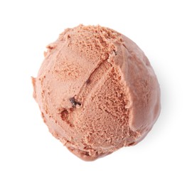 Photo of Scoop of tasty chocolate ice cream isolated on white