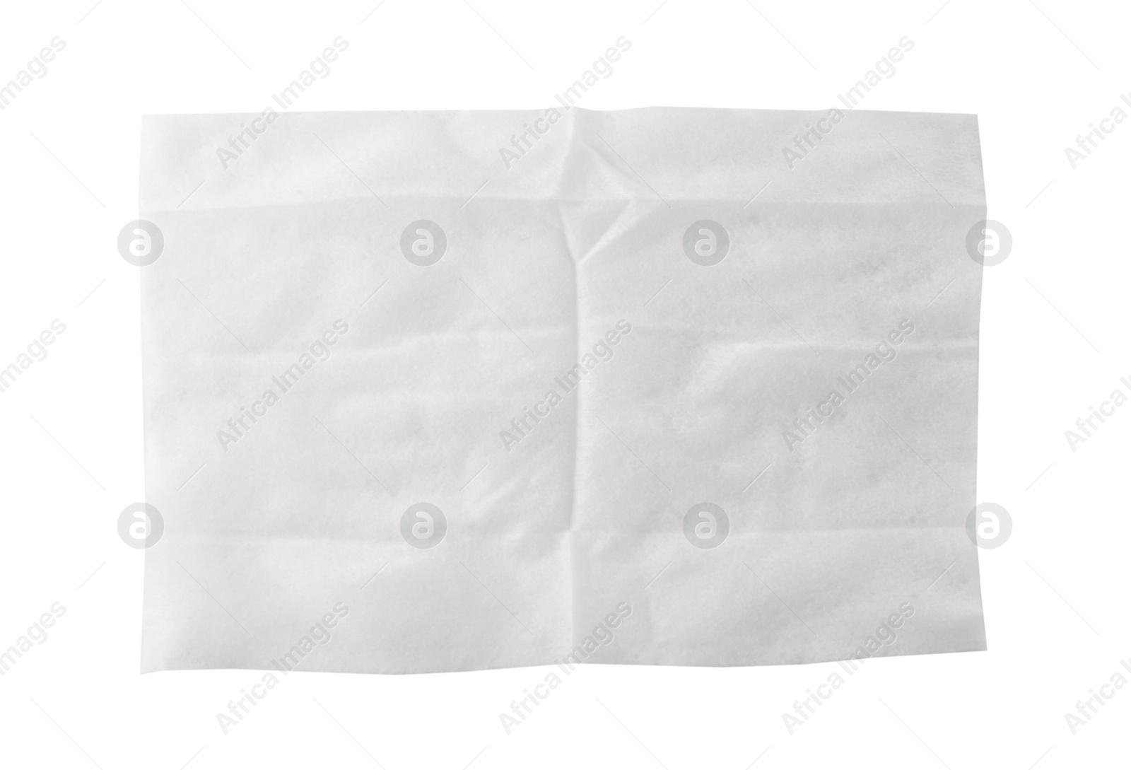 Photo of One wet wipe isolated on white, top view