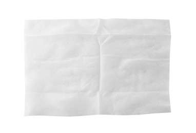 Photo of One wet wipe isolated on white, top view