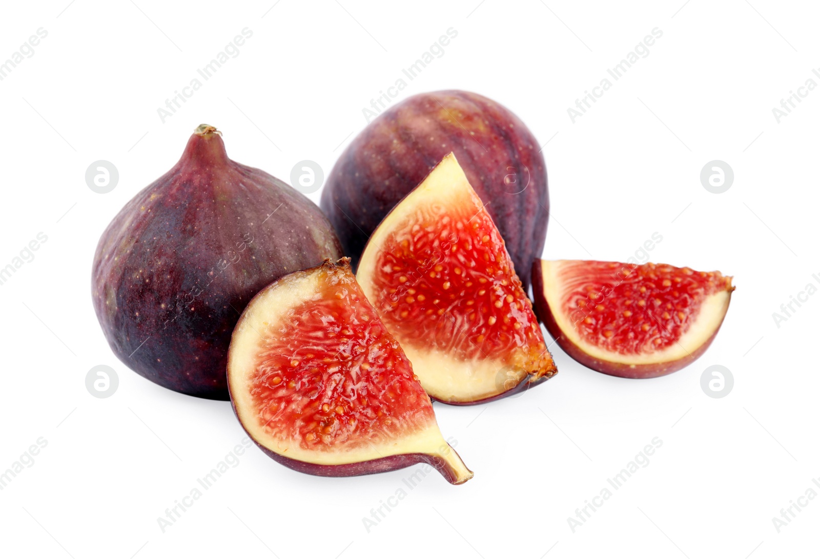 Photo of Tasty fresh fig fruits on white background