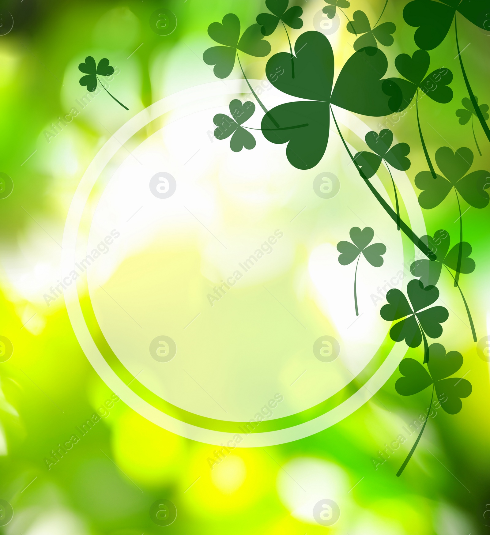 Image of Beautiful design with clover leaves, bokeh effect. St Patrick's day