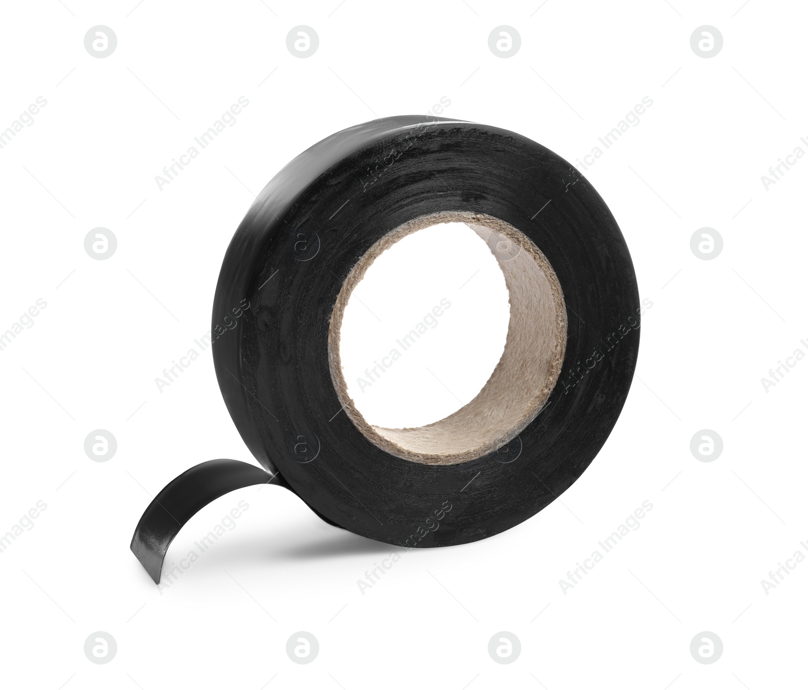 Photo of Reel of black insulating tape isolated on white