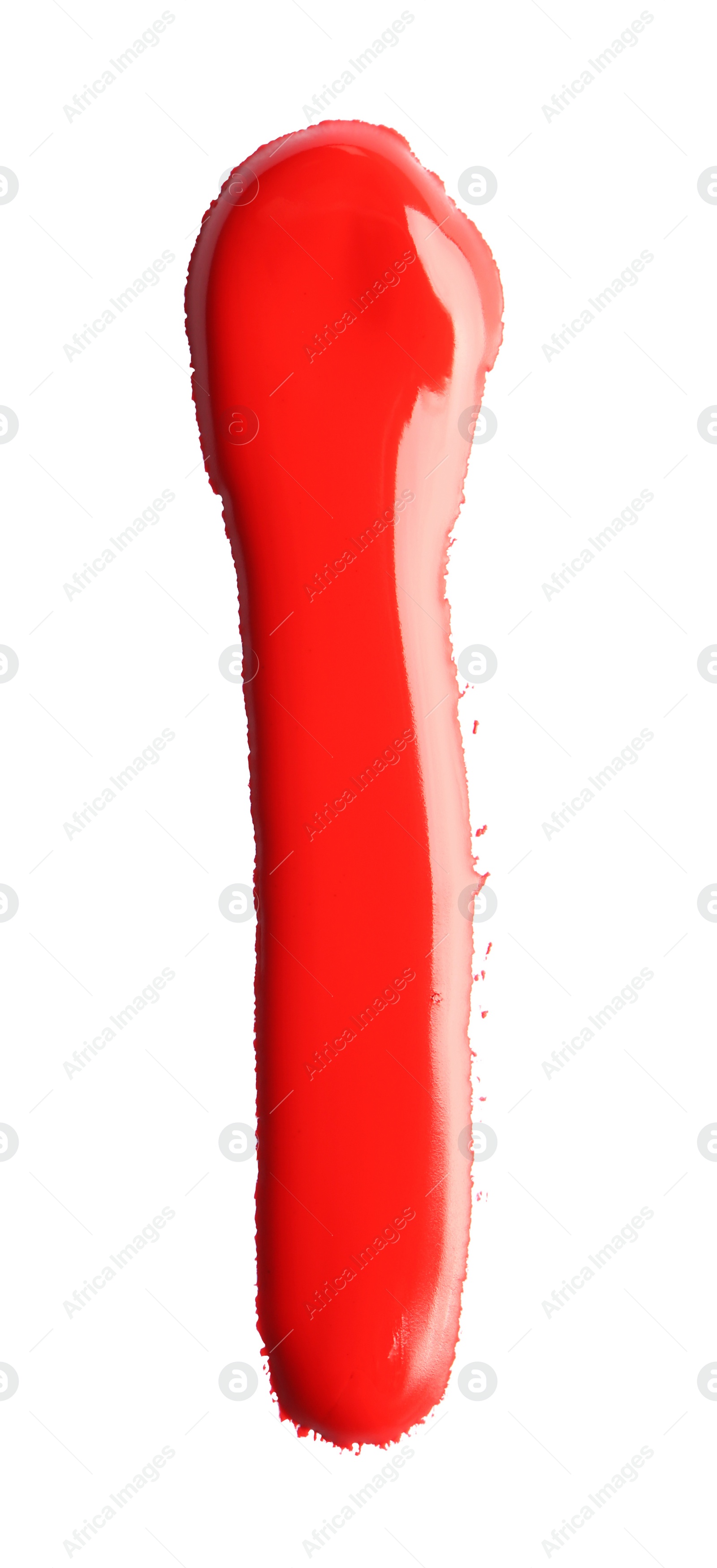 Photo of Abstract brushstroke of red paint isolated on white