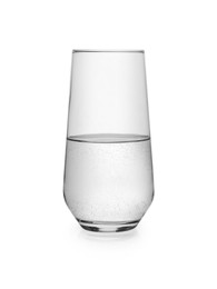 Photo of High glass with clear water isolated on white