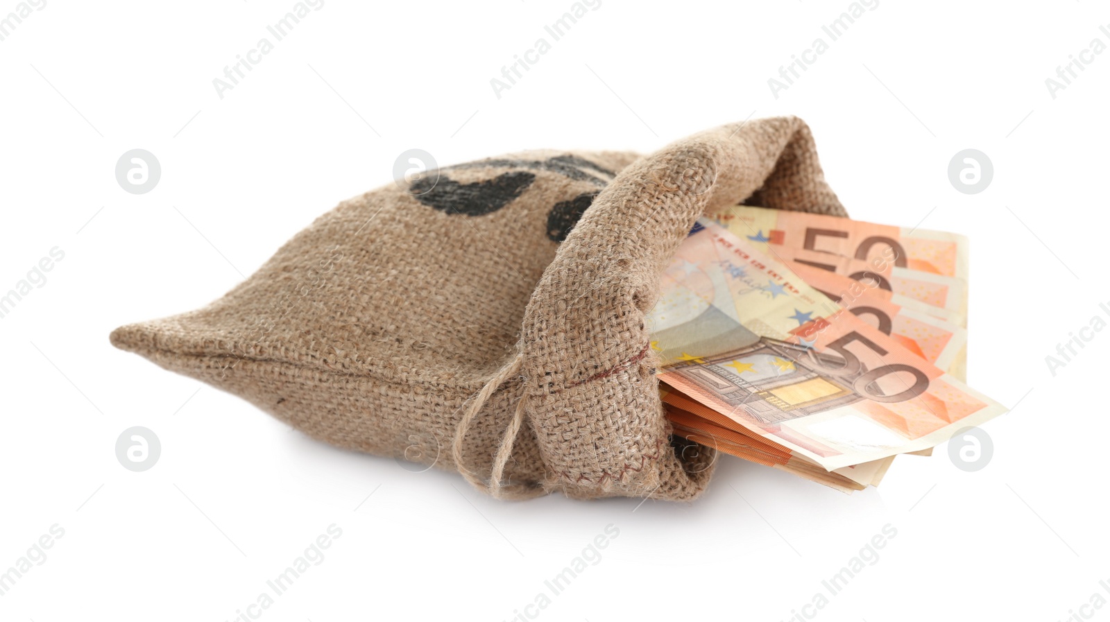 Photo of Sack full of money isolated on white