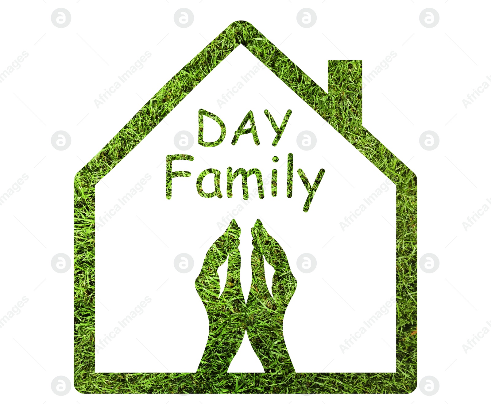 Illustration of Happy Family Day.  house and hands on white background