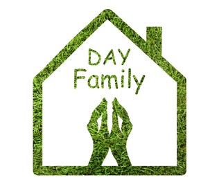 Illustration of Happy Family Day.  house and hands on white background