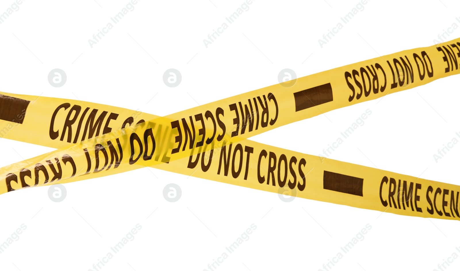 Photo of Yellow crime scene tapes isolated on white