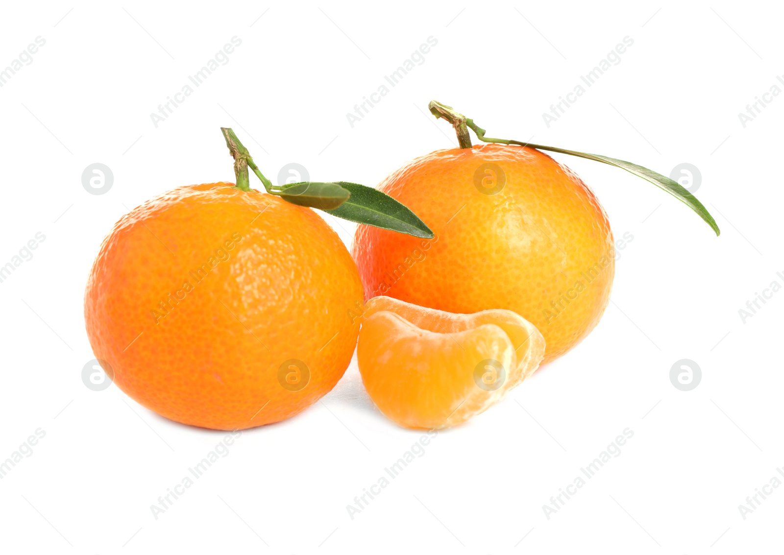 Photo of Fresh ripe juicy tangerines isolated on white