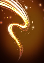 Image of Magic light trace and enchanted lights on orange gradient background