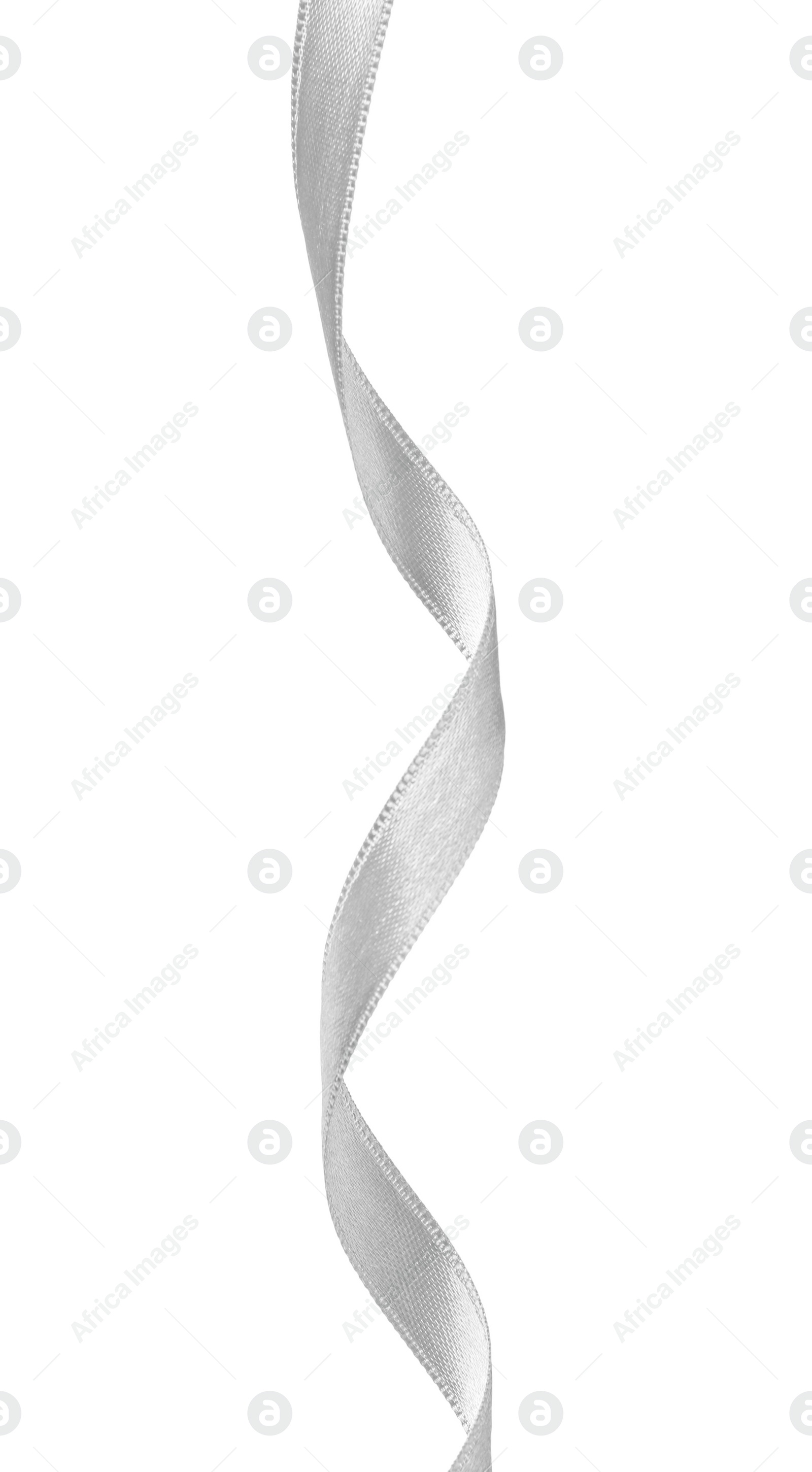 Image of One white satin ribbon isolated on white