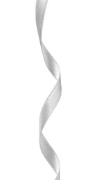 One white satin ribbon isolated on white