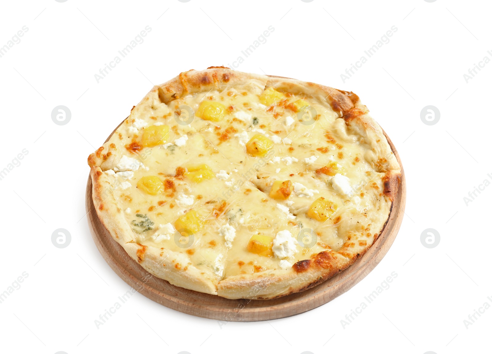 Photo of Hot cheese pizza Margherita on white background