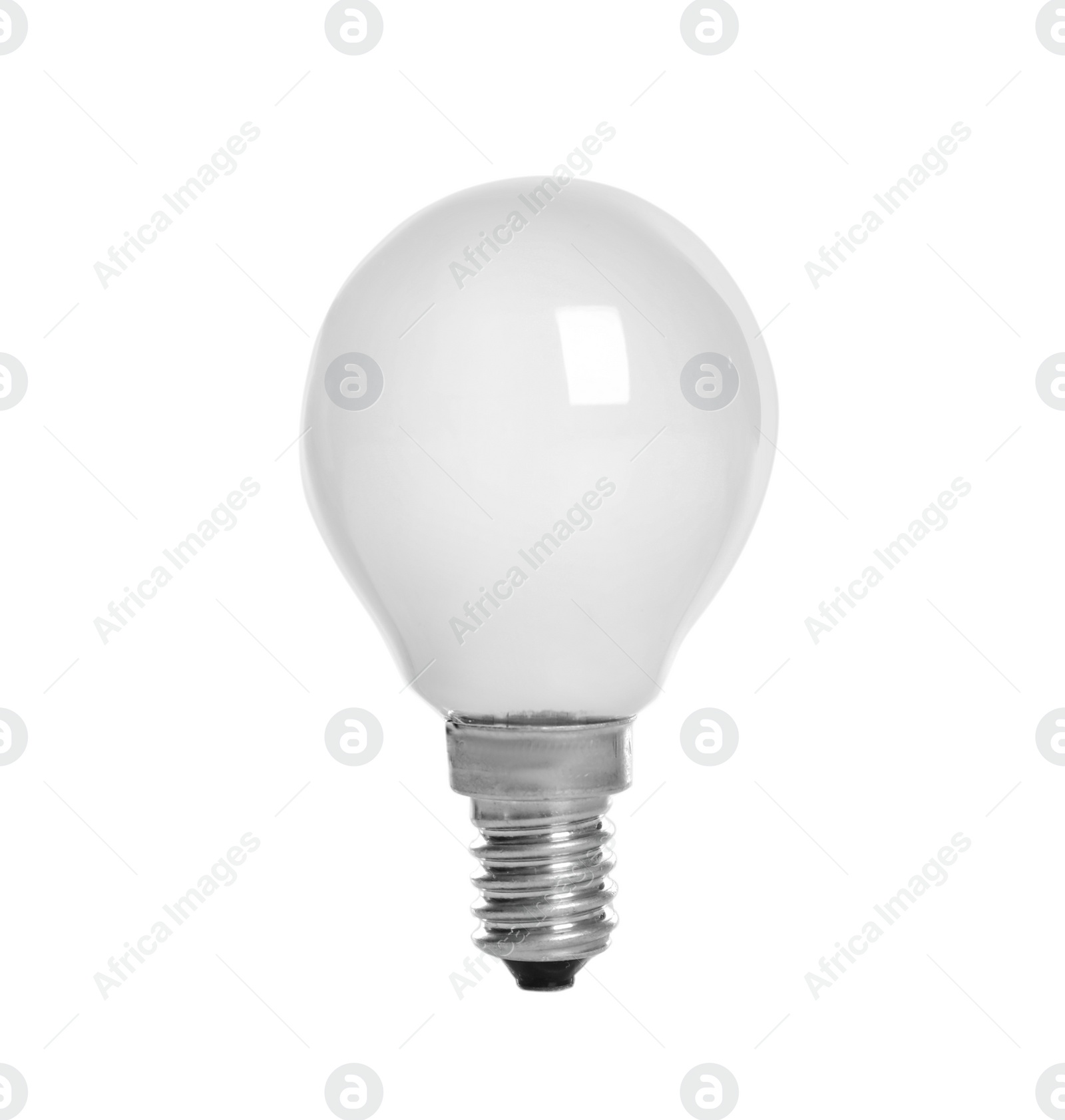 Photo of New light bulb for lamp on white background