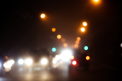 Blurred view of night city. Bokeh effect