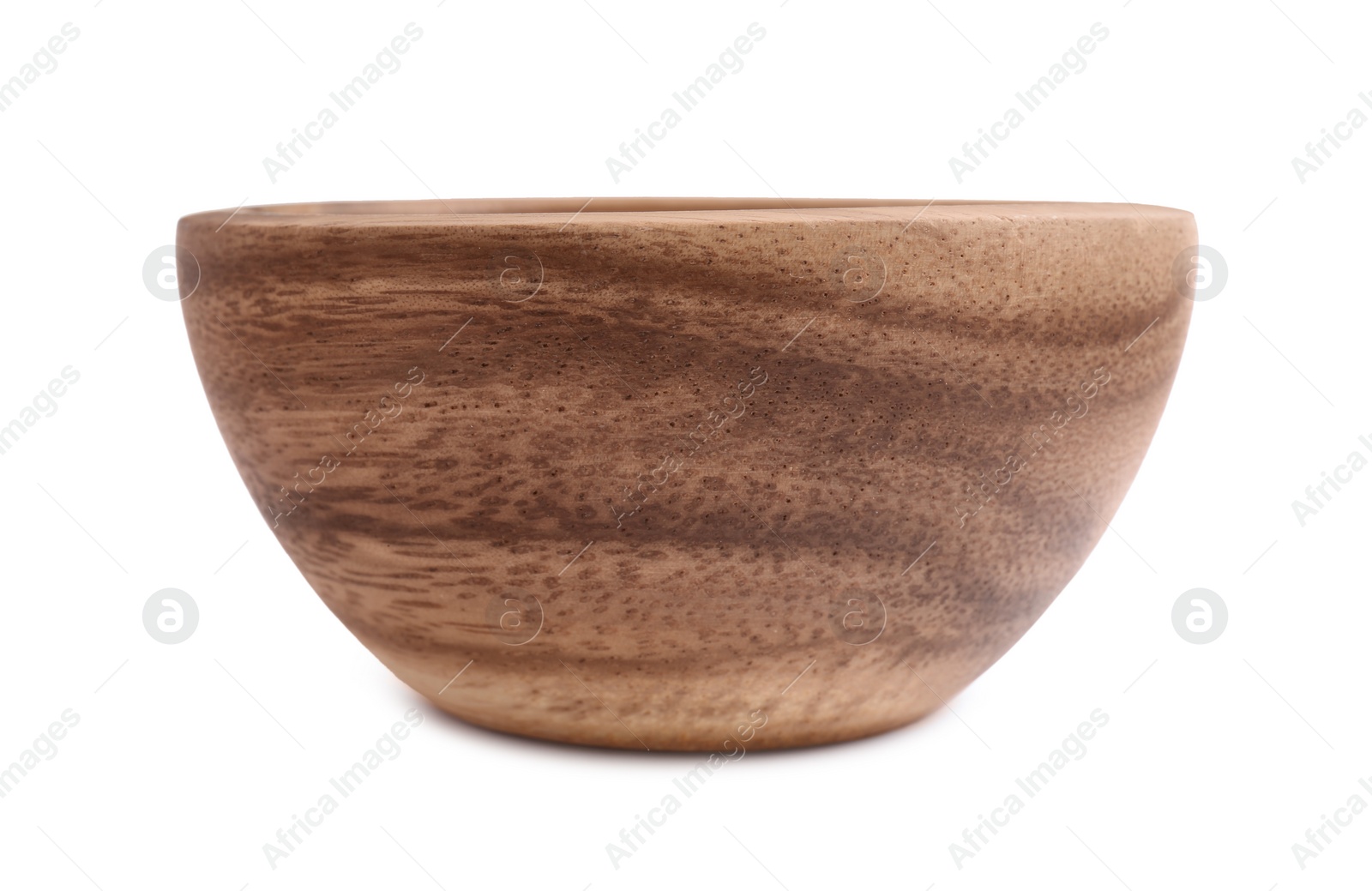 Photo of One new wooden bowl on white background