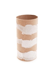 Photo of Empty paper toilet roll on white background