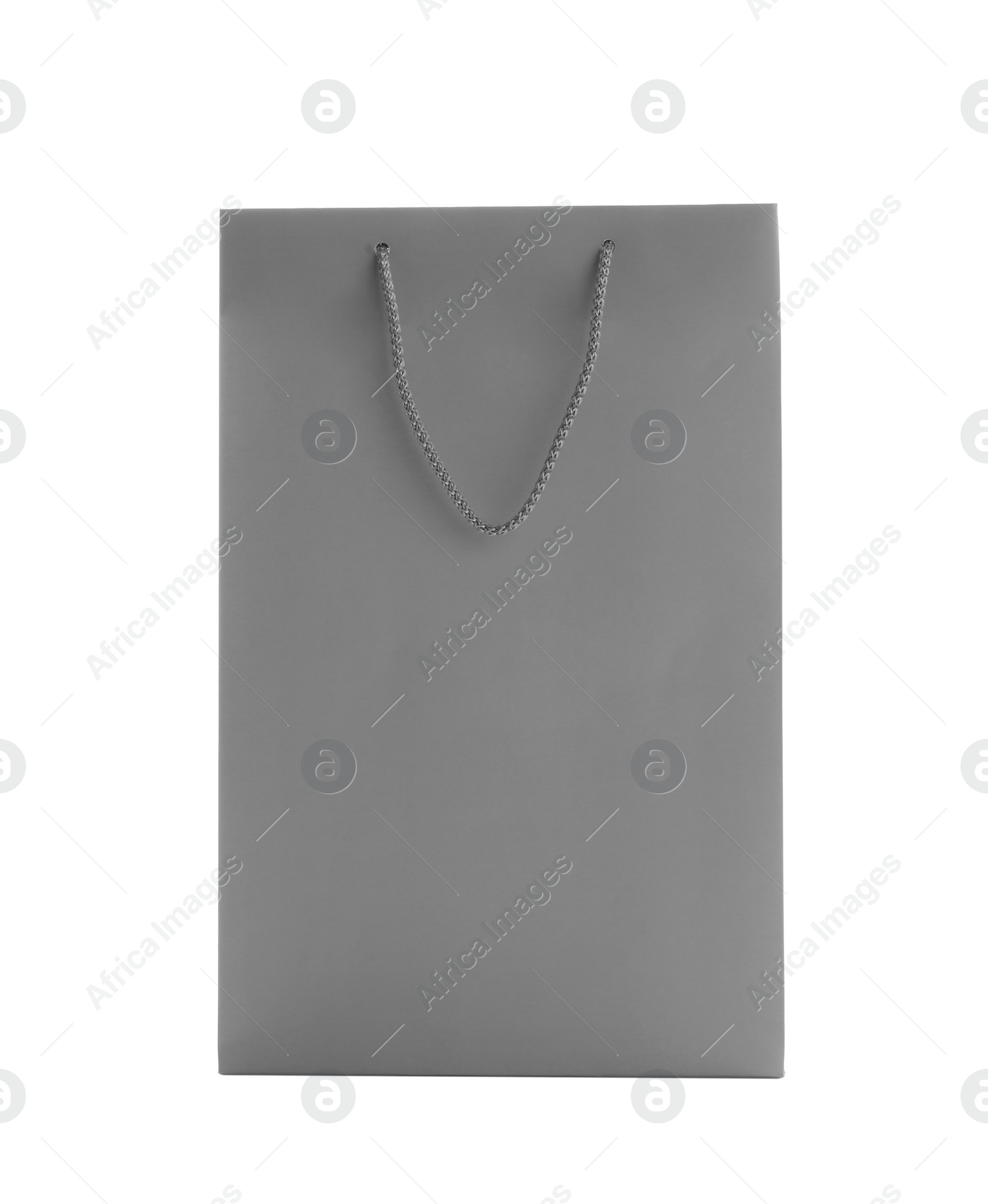 Photo of Grey paper shopping bag isolated on white