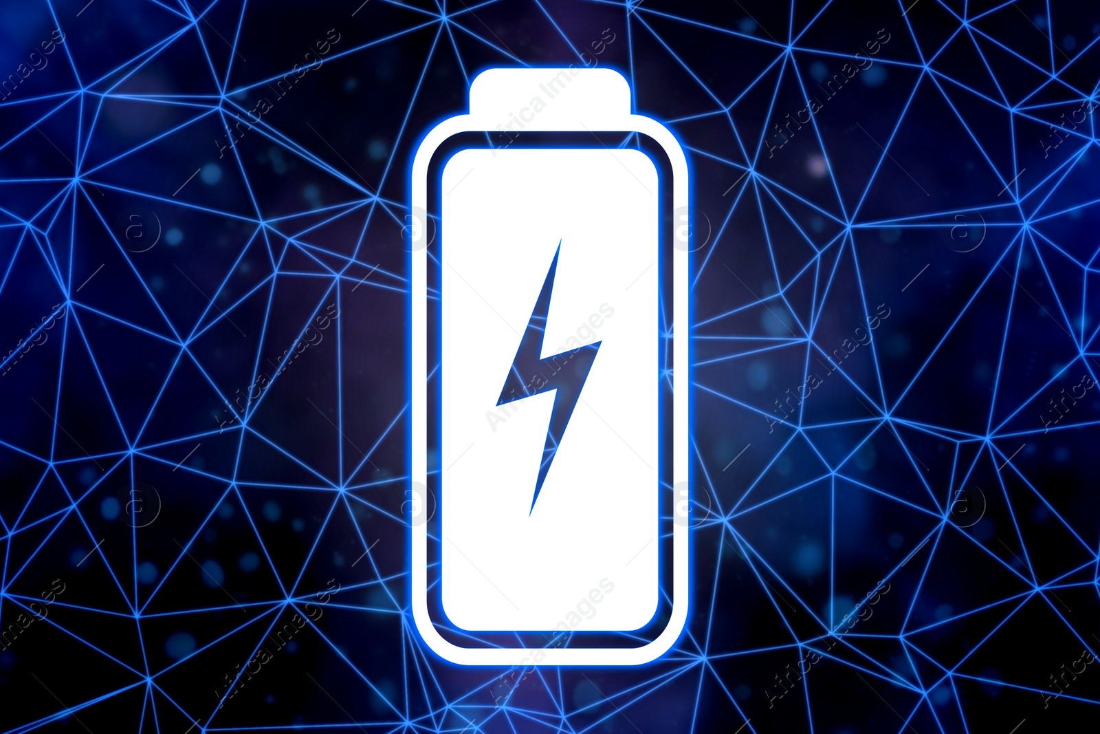 Illustration of Fully charged battery on dark background. Illustration