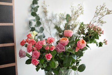 Beautiful rose bouquet in vase