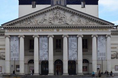 BRUSSELS, BELGIUM- JUNE 13, 2019: Beautiful view of Royal Theatre of La Monnaie building