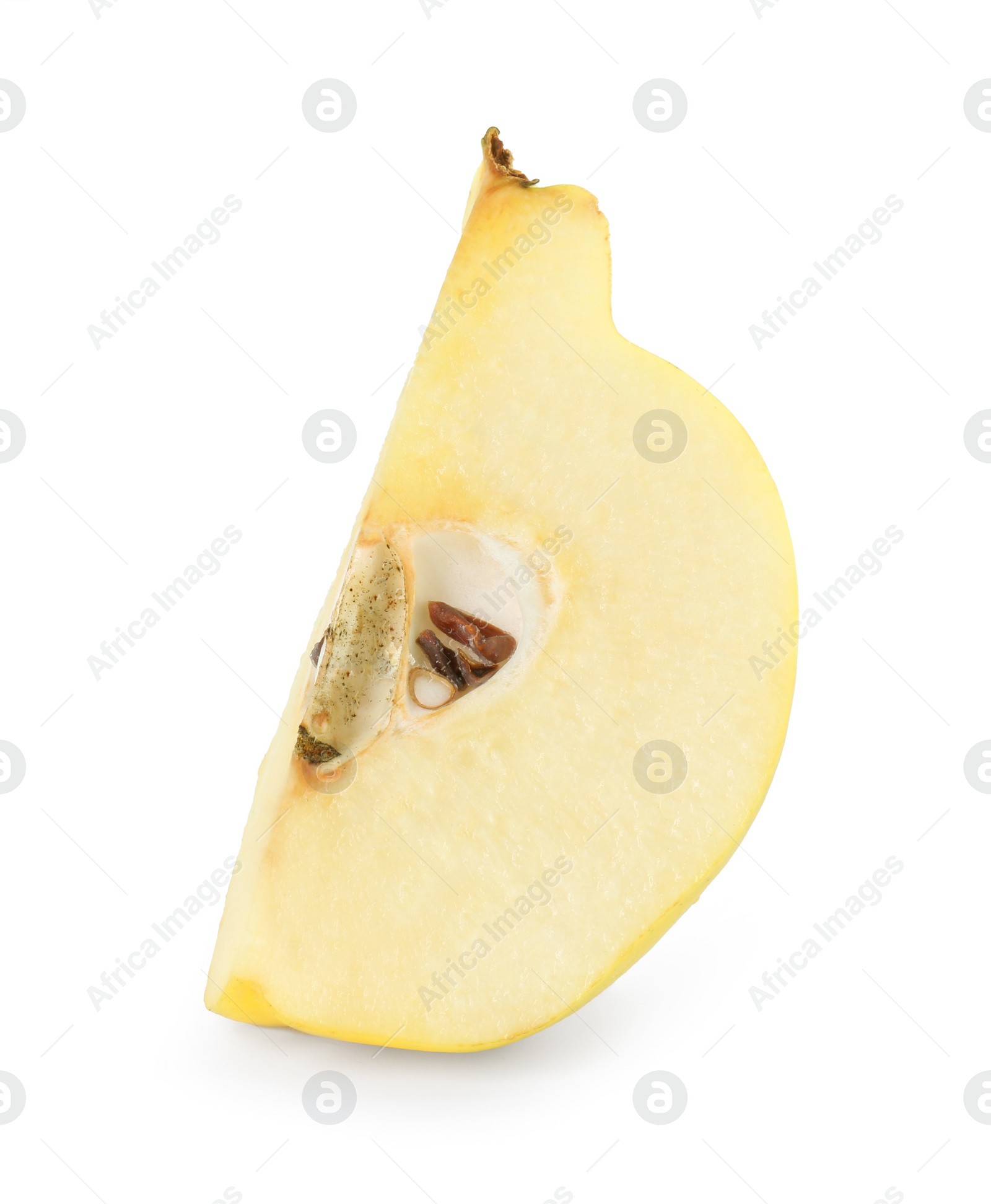 Photo of Piece of fresh ripe quince isolated on white
