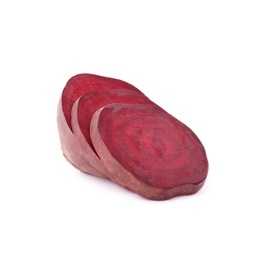 Cut fresh red beet on white background