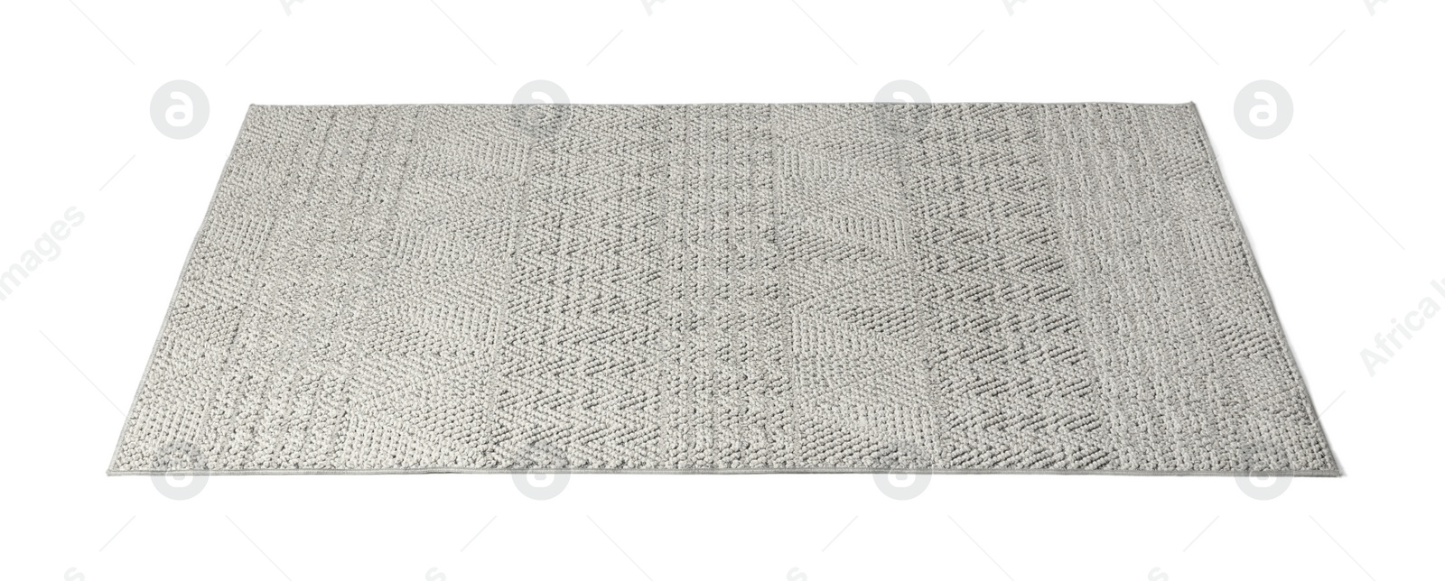 Photo of Grey carpet with geometric pattern isolated on white