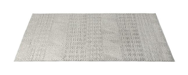 Photo of Grey carpet with geometric pattern isolated on white