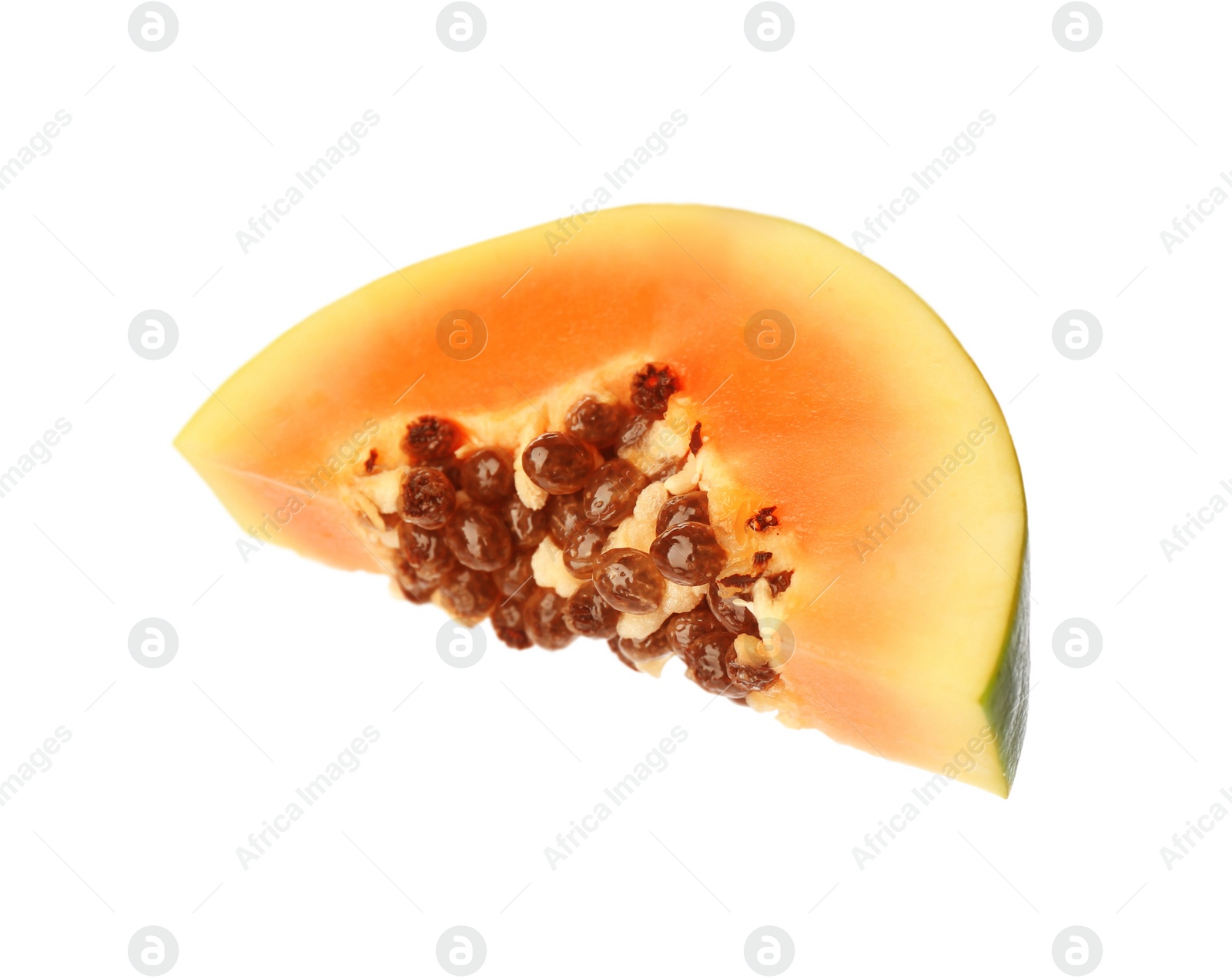 Photo of Fresh ripe papaya slice isolated on white