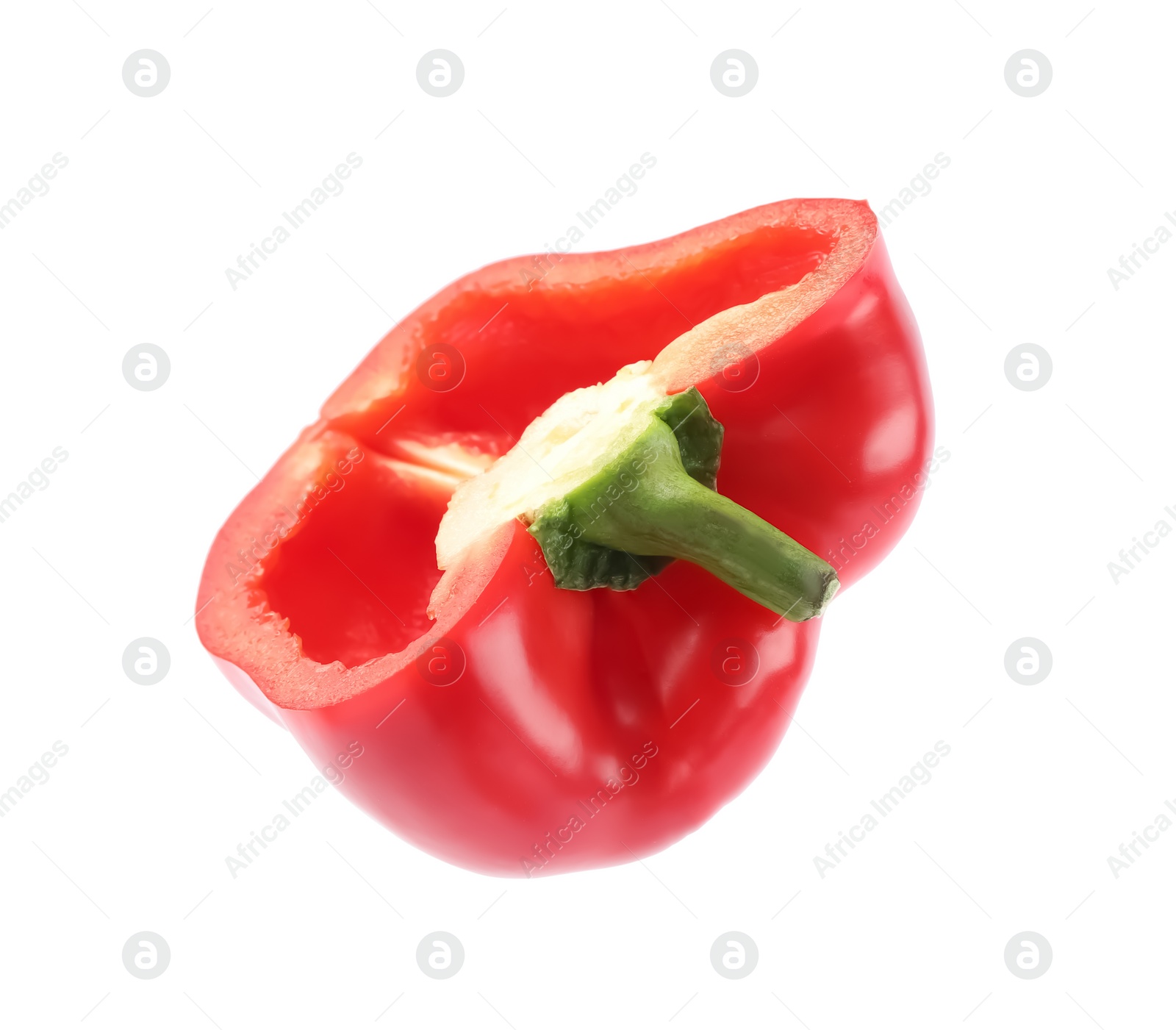 Photo of Half of red bell pepper isolated on white