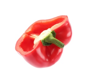 Photo of Half of red bell pepper isolated on white