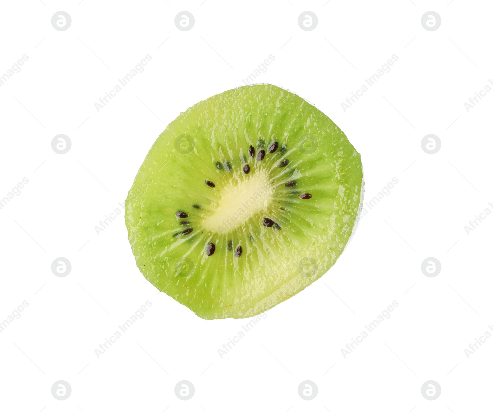 Photo of Cut fresh juicy kiwi on white background