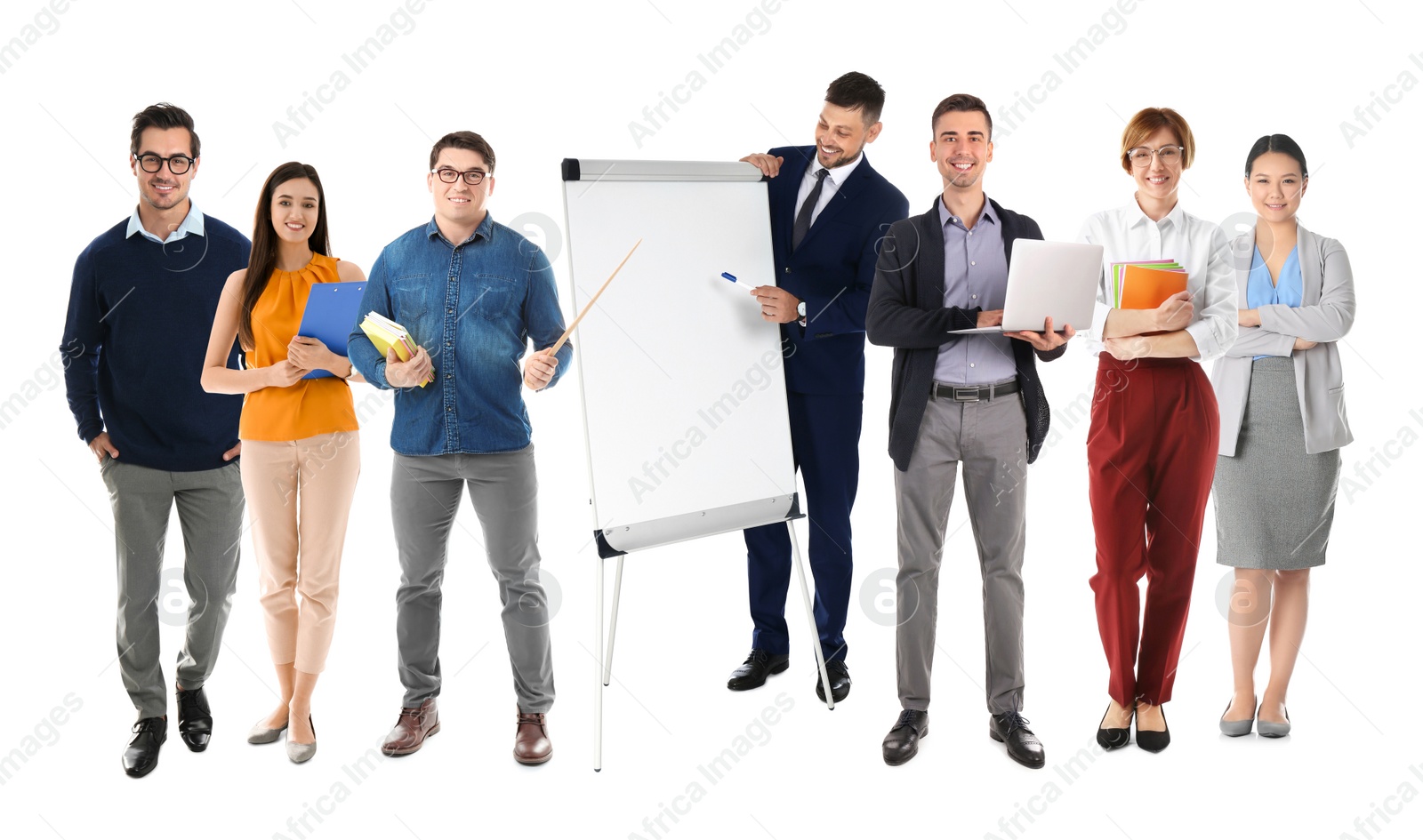 Image of Group of teachers on white background. Banner design