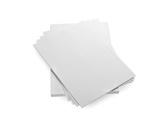 Stack of paper sheets on white background