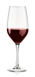 Red wine in glass isolated on white