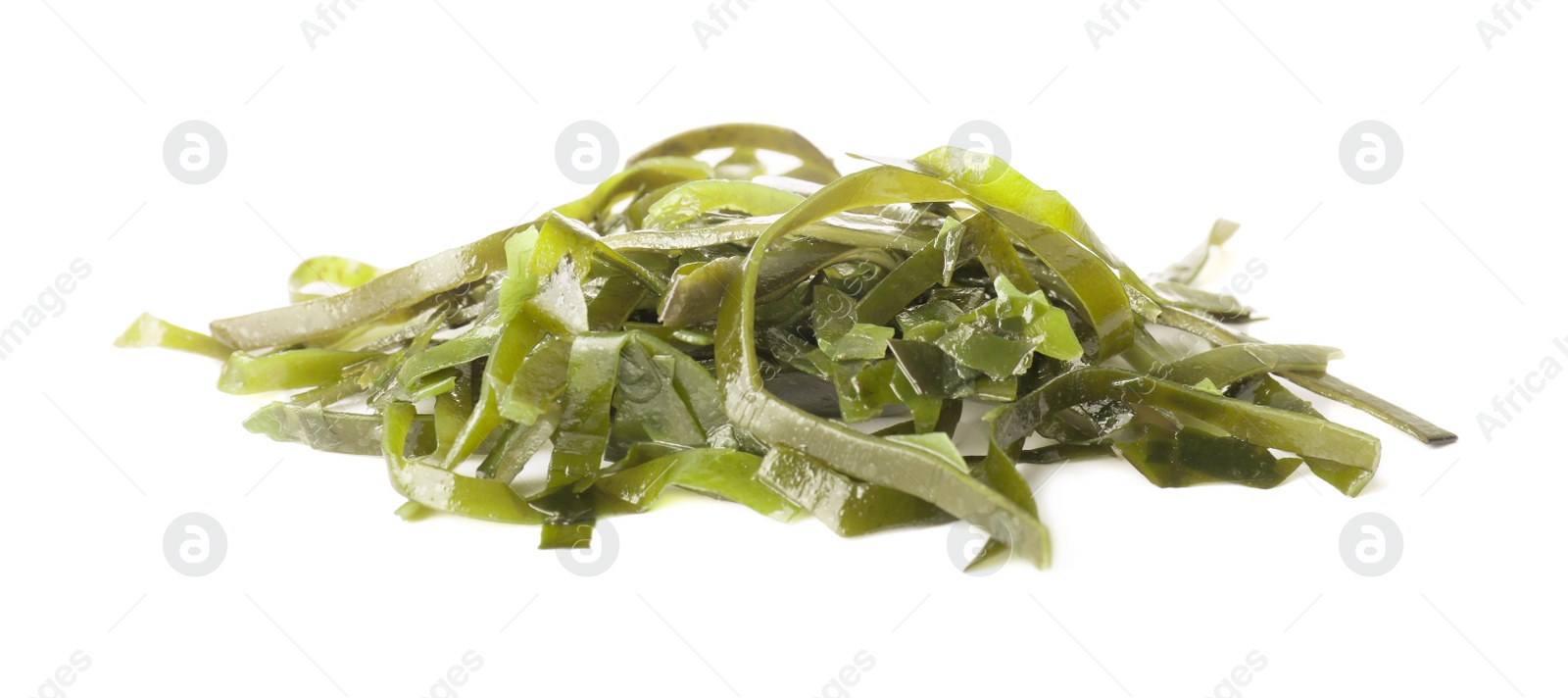 Photo of Fresh laminaria (kelp) seaweed isolated on white