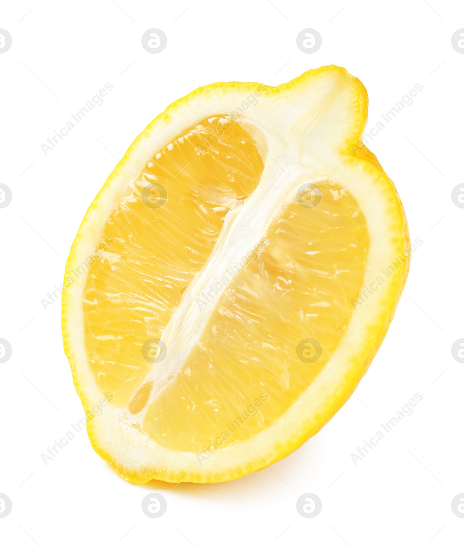 Photo of Half of ripe lemon on white background