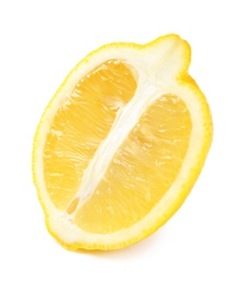 Half of ripe lemon on white background