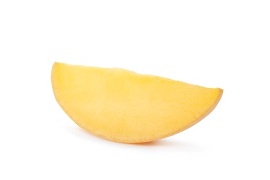 Fresh juicy mango slice isolated on white