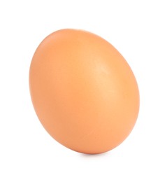 Photo of One raw chicken egg isolated on white