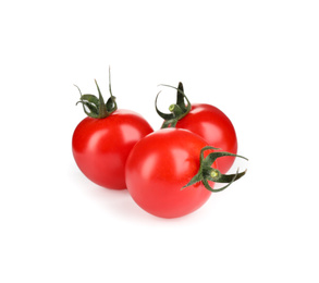 Fresh ripe organic tomatoes isolated on white