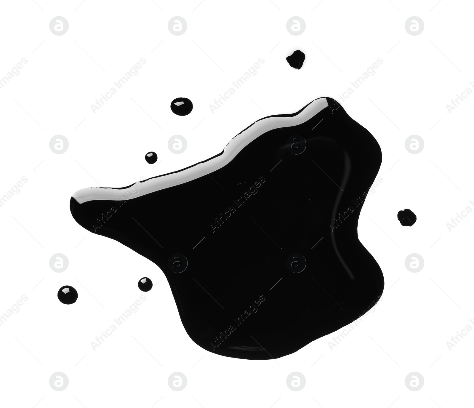 Photo of Black paint sample on white background, top view