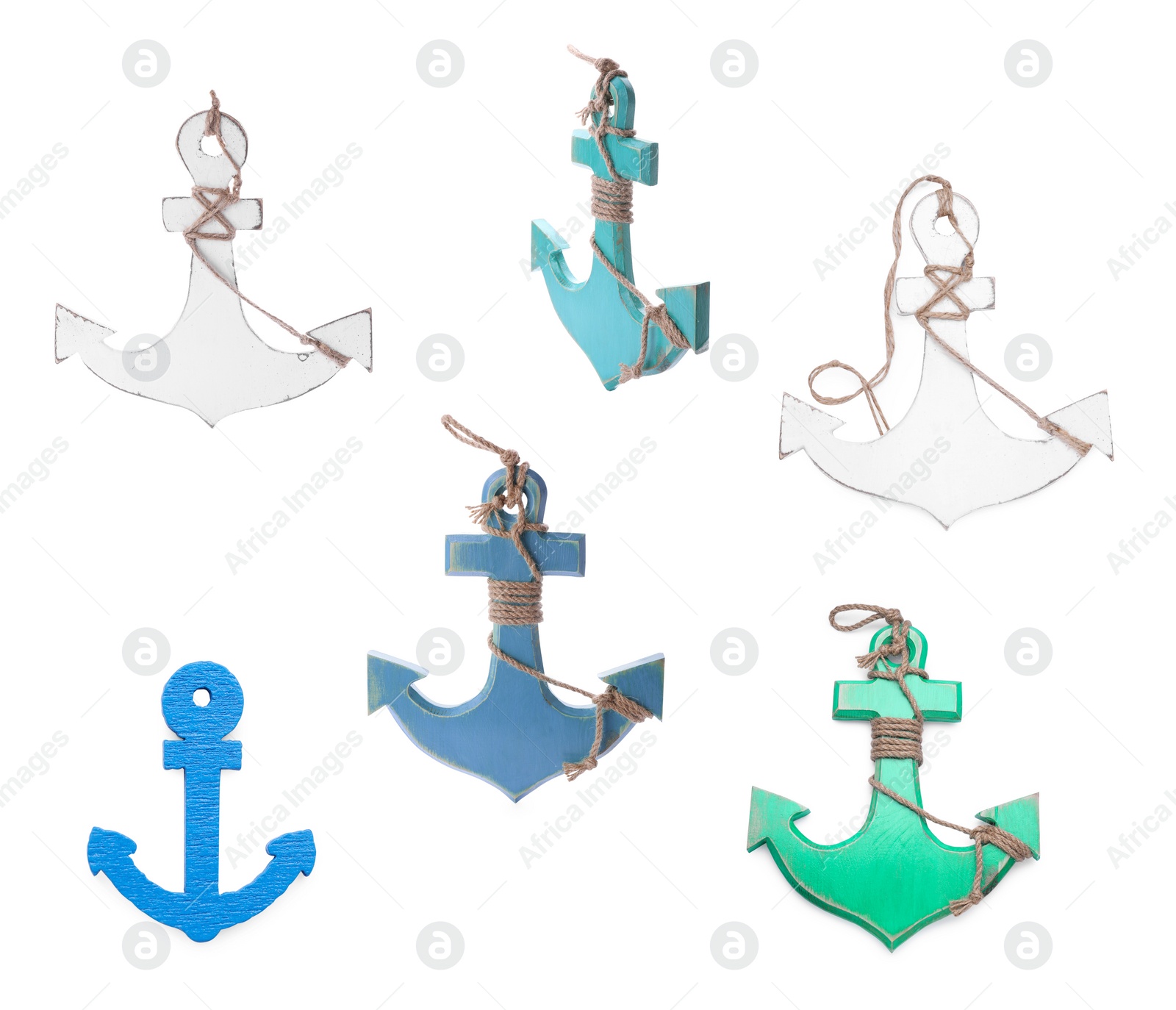 Image of Set with different anchors isolated on white