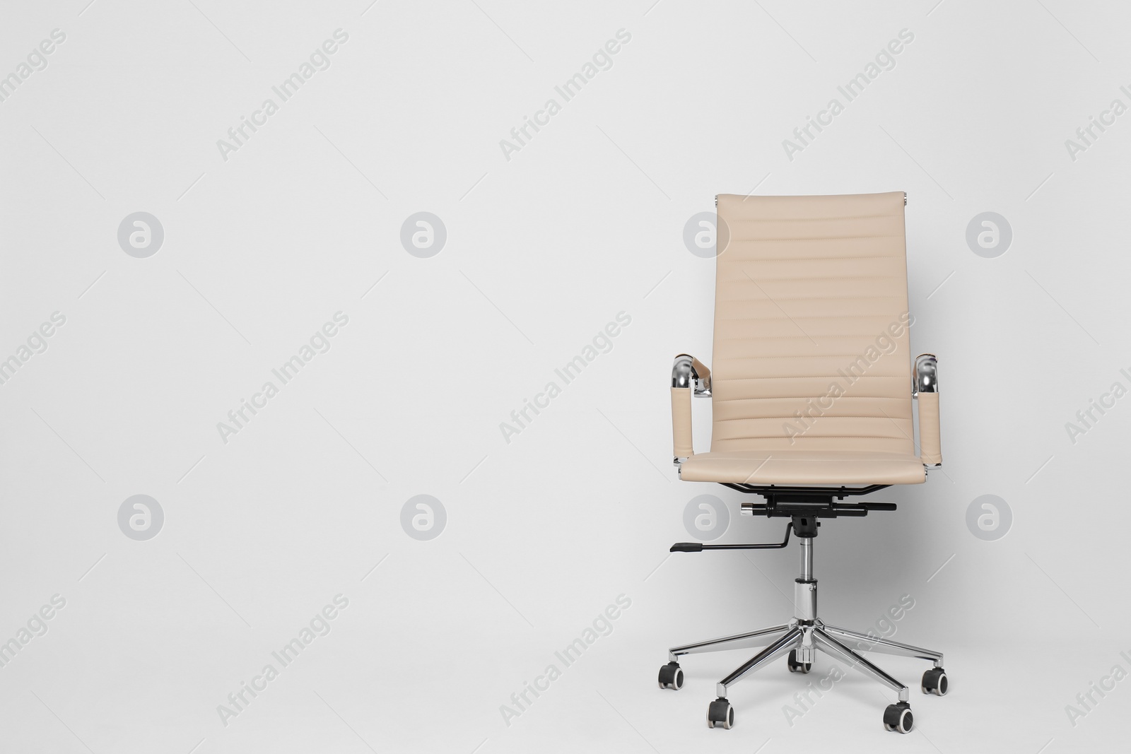 Photo of Comfortable office chair on white background, space for text